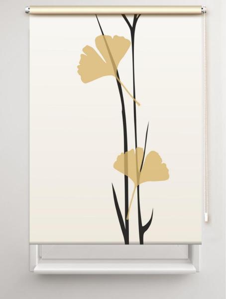 Rollo Ginkgo tone – gold, Motivrollo, Rollo mit Druck, Fotorollo, bedrucktes Rollo, Fensterrollo,verdunkelndes Rollo, Sonnenschutz Rollo